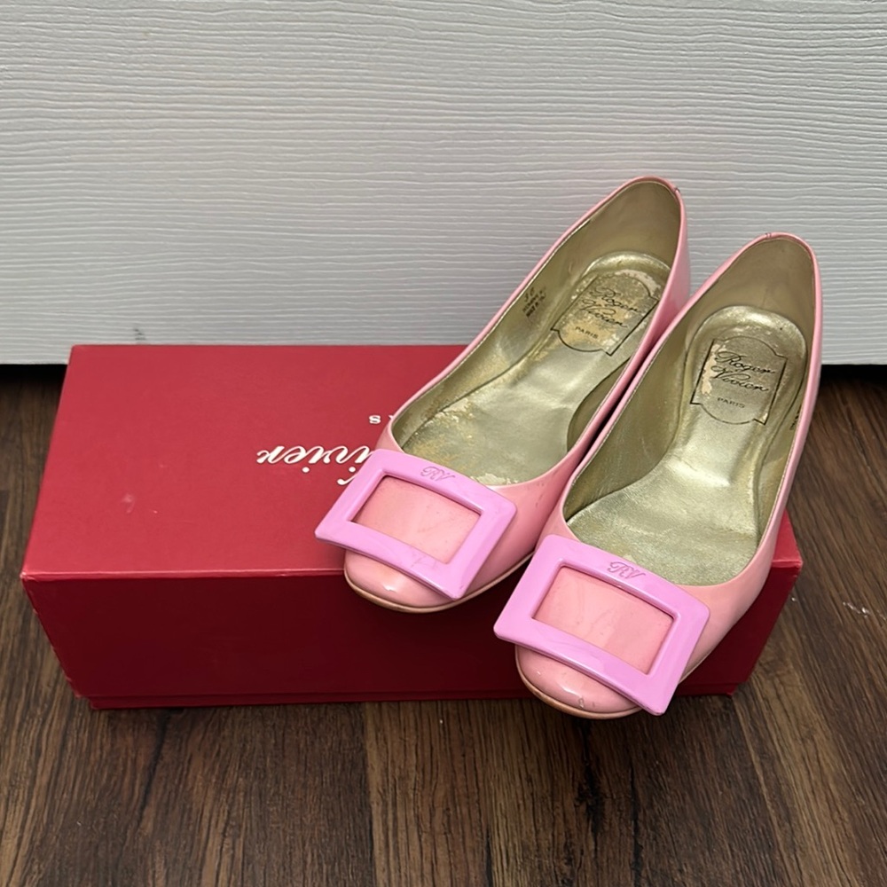 Roger Vivier Pink Women's Flats with Signature Buckle
